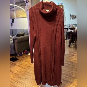 Serra Maroon Cowl Neck Sweater Dress